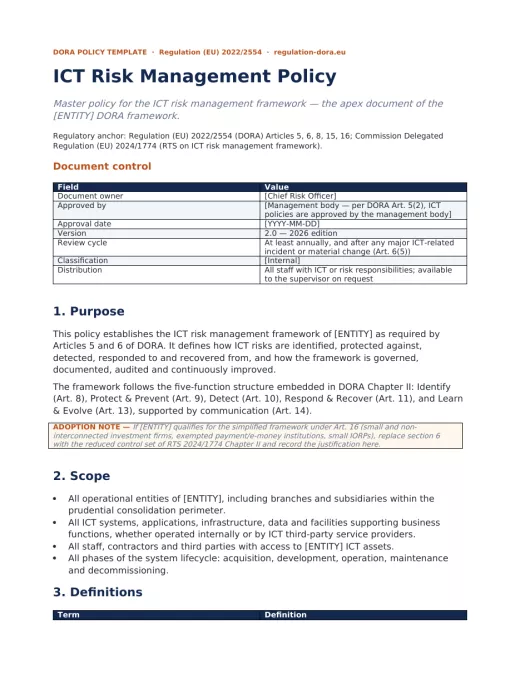 A page of the Policy & Procedures Pack